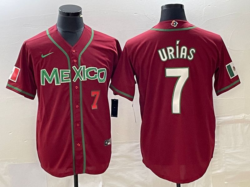 Men 2023 World Cub Mexico #7 Urias Red white Nike MLB Jersey8->more jerseys->MLB Jersey